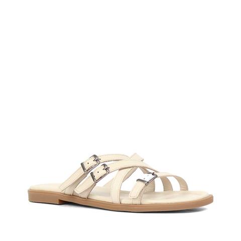 Kadın Bej Tokalı Deri Terlik