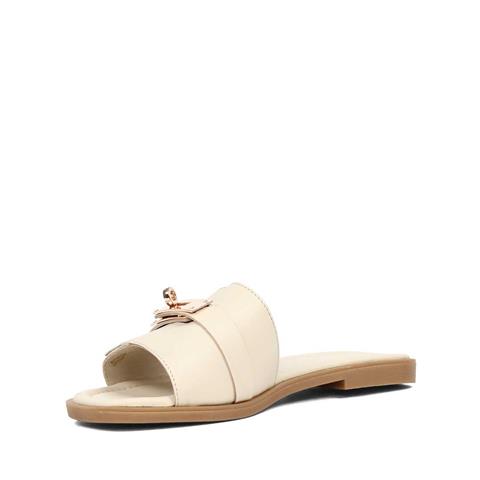 Kadın Bej Tokalı Deri Terlik