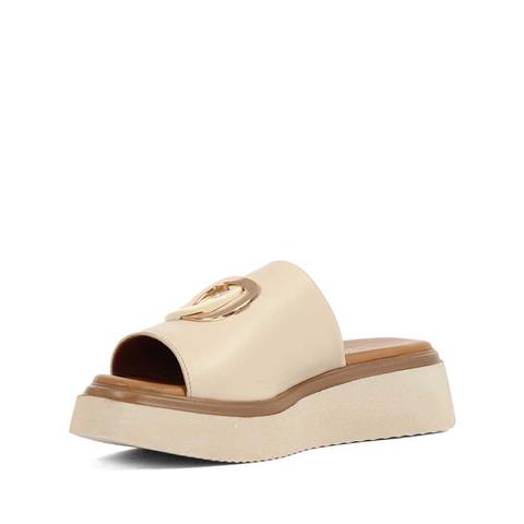 Kadın Bej Tokalı Deri Terlik