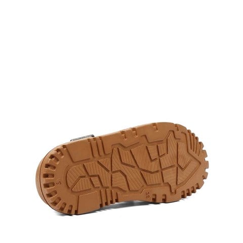 Kadın Bej Tokalı Gladyatör Deri Terlik