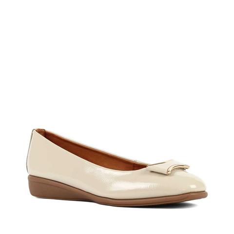 Kadın Bej Tokalı Rugan Deri Babet