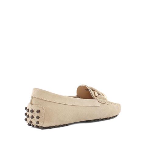 Kadın Bej Tokalı Süet Deri Babet