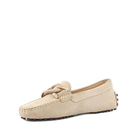 Kadın Bej Tokalı Süet Deri Babet