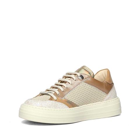 Kadın Bej Vizon Bağcıklı Kalın Tabanlı Deri Sneaker