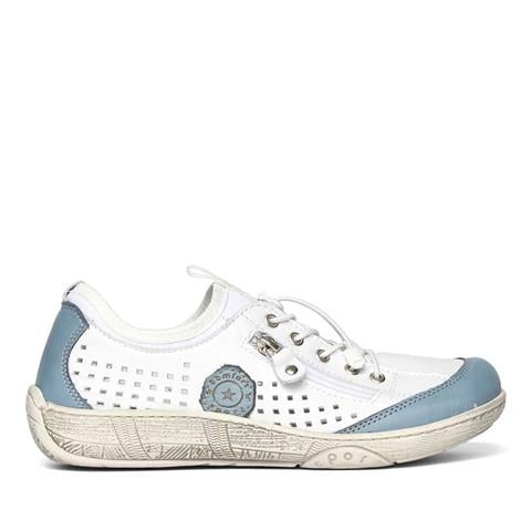 Kadın Beyaz Bağcıklı Deri Ayakkabı