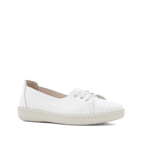 Kadın Beyaz Bağcıklı Deri Ayakkabı