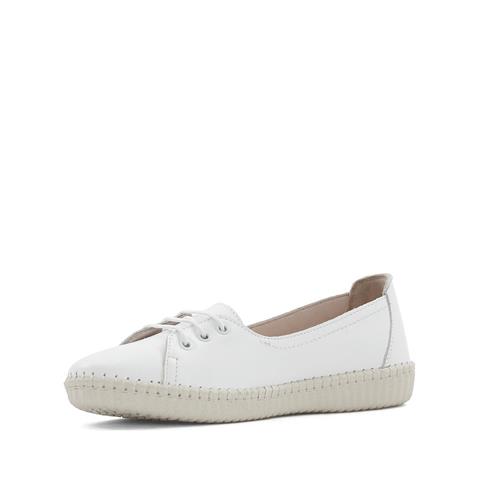 Kadın Beyaz Bağcıklı Deri Ayakkabı