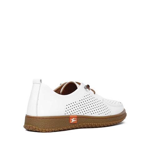 Kadın Beyaz Bağcıklı Deri Ayakkabı