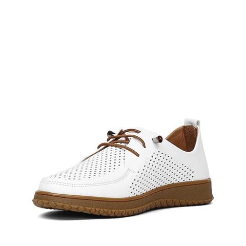 Kadın Beyaz Bağcıklı Deri Ayakkabı