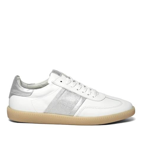 Kadın Beyaz Bağcıklı Deri Sneaker