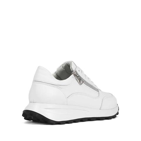 Kadın Beyaz Bağcıklı Fermuarlı Deri Sneaker