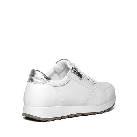 Kadın Beyaz Bağcıklı Fermuarlı Deri Sneaker