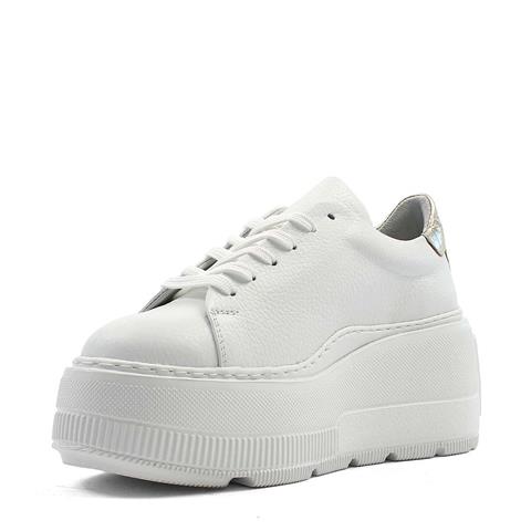 Kadın Beyaz Bağcıklı Kalın Tabanlı Deri Sneaker