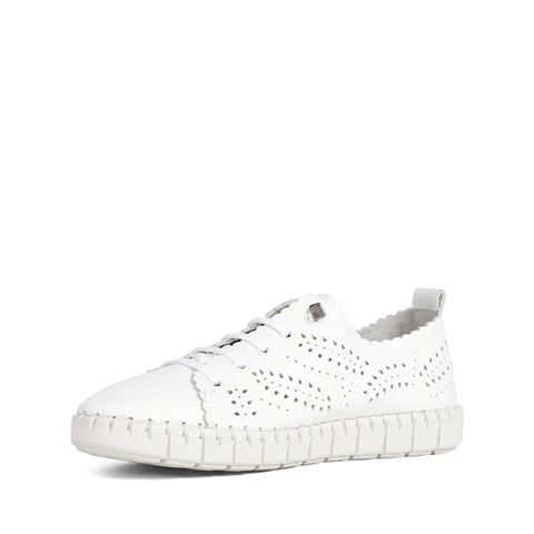 Kadın Beyaz Bağcıklı Kalın Tabanlı Deri Ayakkabı