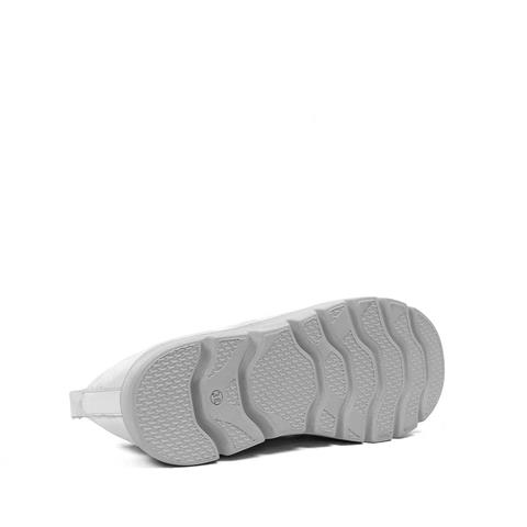 Kadın Beyaz Bağcıklı Kalın Tabanlı Deri Sneaker