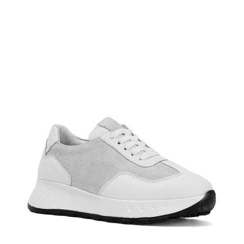 Kadın Beyaz Bağcıklı Kalın Tabanlı Süet Deri Sneaker