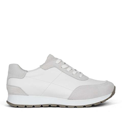 Kadın Beyaz Bağcıklı Kalın Tabanlı Süet Deri Sneaker