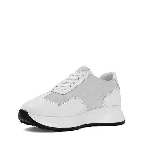 Kadın Beyaz Bağcıklı Kalın Tabanlı Süet Deri Sneaker