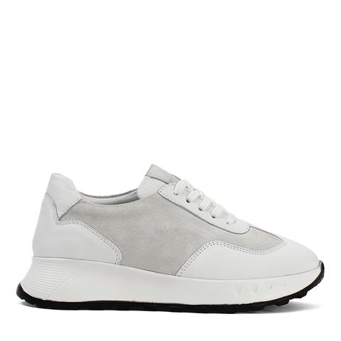 Kadın Beyaz Bağcıklı Kalın Tabanlı Süet Deri Sneaker