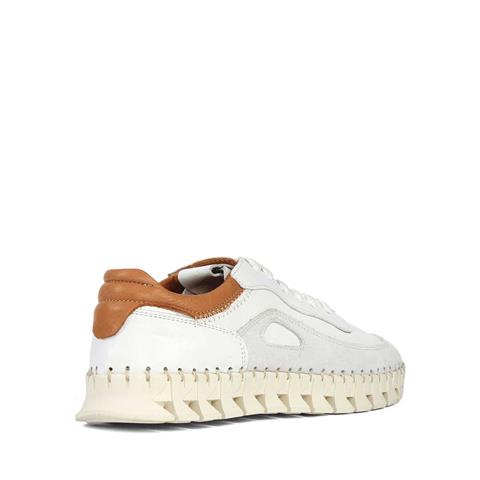 Kadın Beyaz Bağcıklı Kalın Tabanlı Süet Deri Sneaker