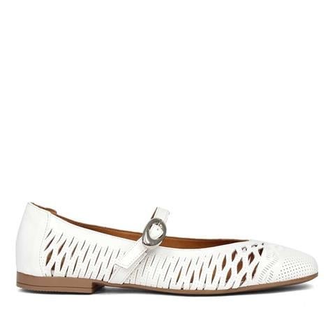 Kadın Beyaz Bantlı Deri Babet