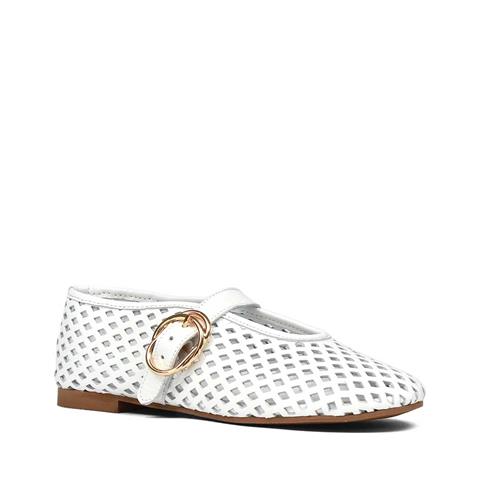 Kadın Beyaz Bantlı Deri Babet