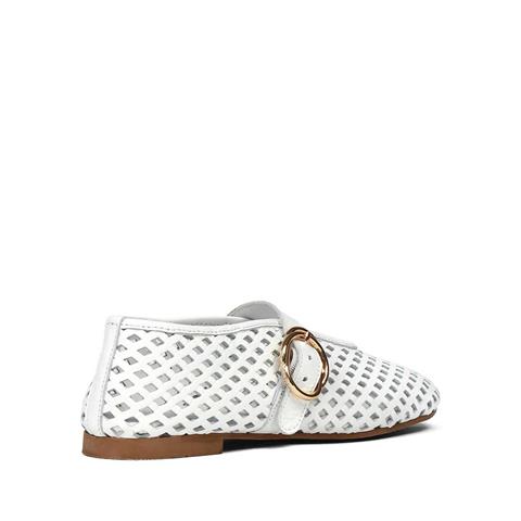 Kadın Beyaz Bantlı Deri Babet