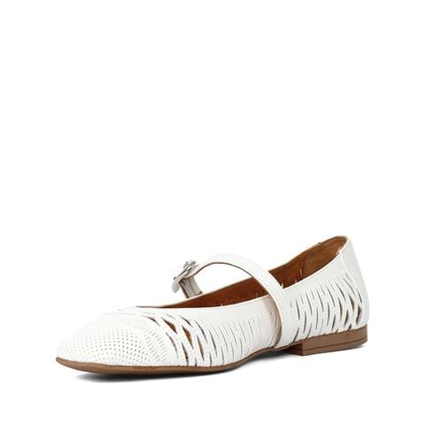 Kadın Beyaz Bantlı Deri Babet