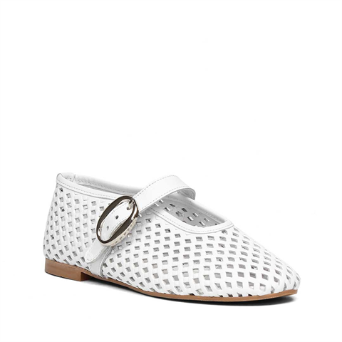 Kadın Beyaz Bantlı Deri Babet