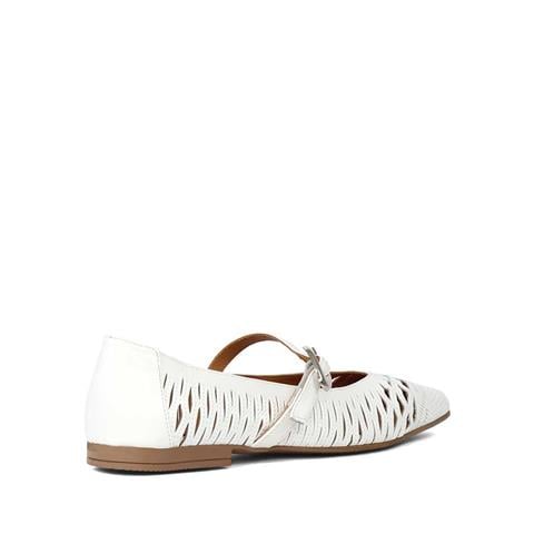 Kadın Beyaz Bantlı Deri Babet