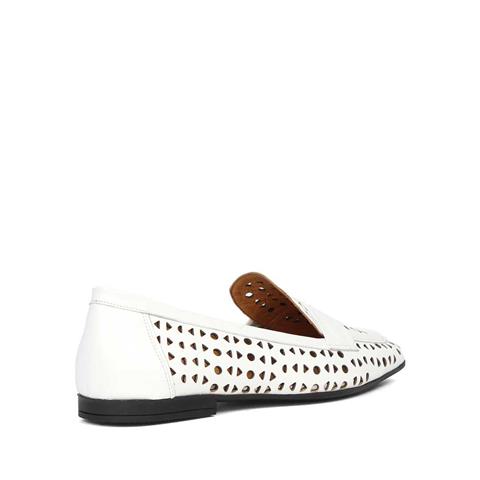 Kadın Beyaz Deri Loafer