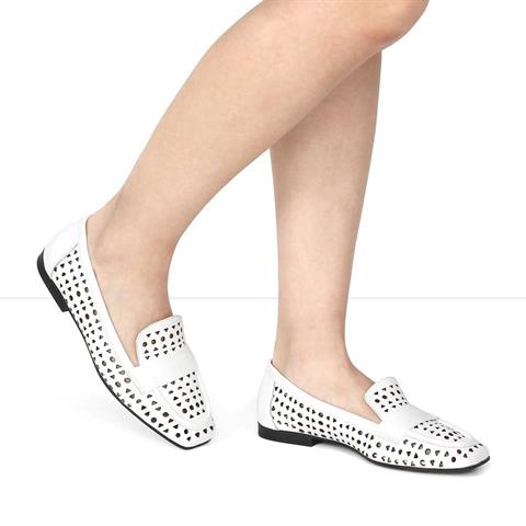 Kadın Beyaz Deri Loafer