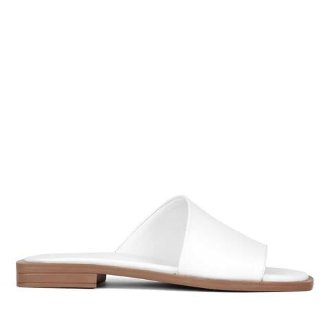 Kadın Beyaz Deri Terlik