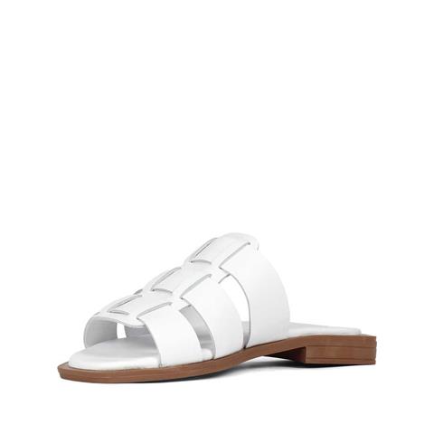 Kadın Beyaz Deri Terlik