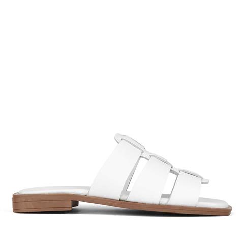 Kadın Beyaz Deri Terlik