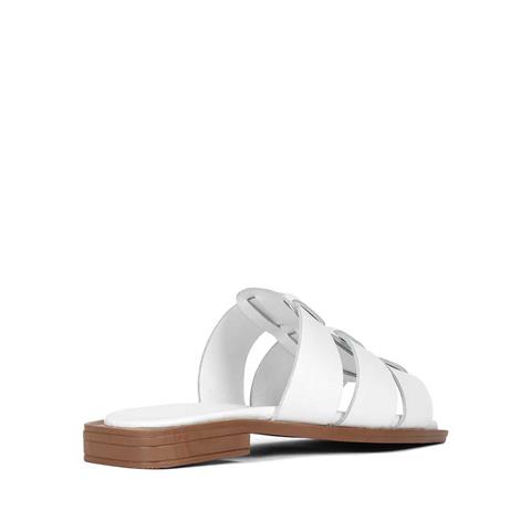 Kadın Beyaz Deri Terlik