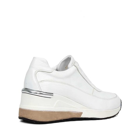 Kadın Beyaz Dolgu Topuklu Deri Sneaker