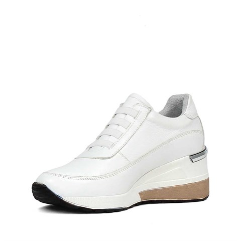 Kadın Beyaz Dolgu Topuklu Deri Sneaker
