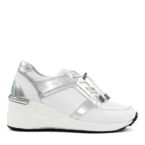 Kadın Beyaz Dolgu Topuklu Deri Sneaker