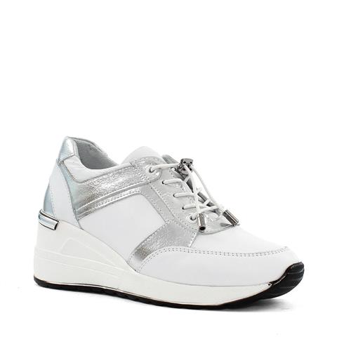 Kadın Beyaz Dolgu Topuklu Deri Sneaker