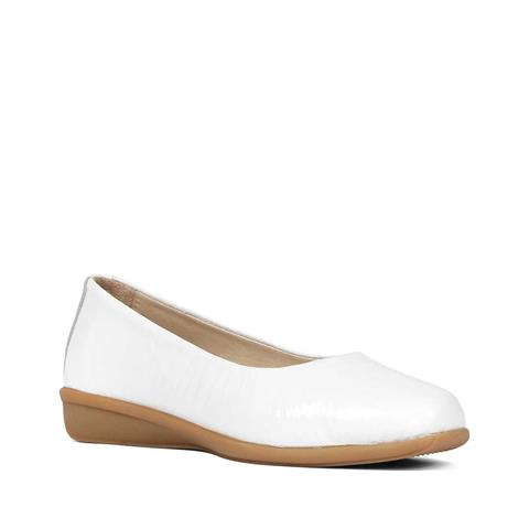 Kadın Beyaz Düz Rugan Deri Ayakkabı