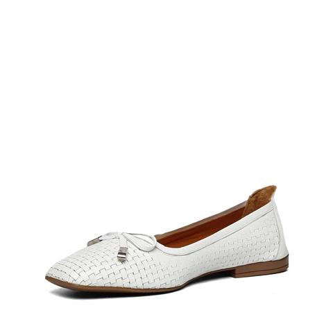 Kadın Beyaz Fiyonklu Deri Babet