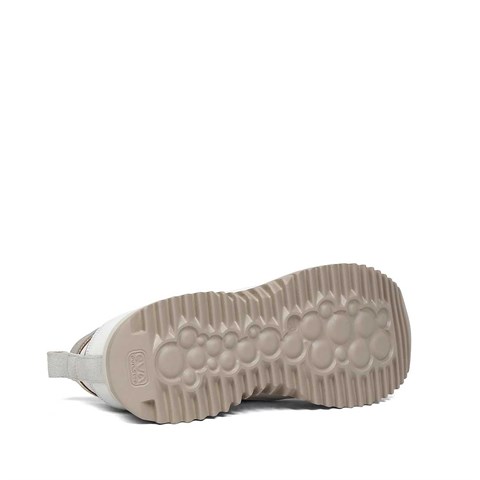 Kadın Beyaz Gümüş Kalın Tabanlı Deri Sneaker