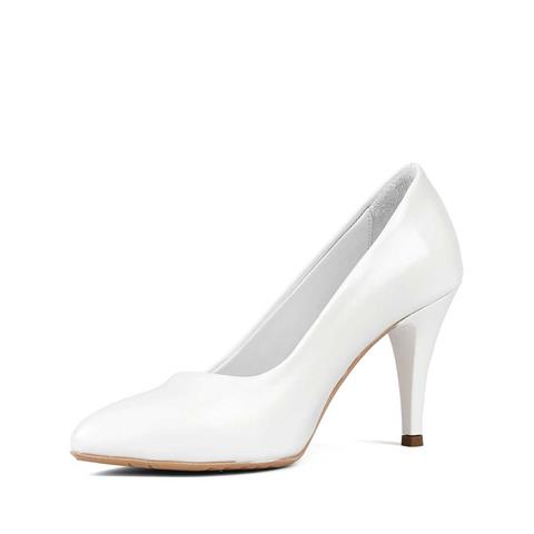 Kadın Beyaz İnce Topuklu Deri Stiletto