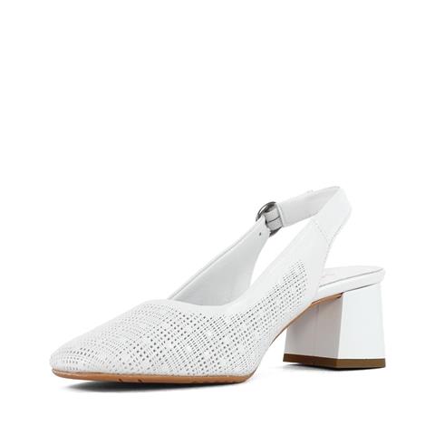 Kadın Beyaz Kalın Topuklu Deri Klasik Ayakkabı