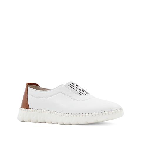 Kadın Beyaz Lastikli Deri Ayakkabı