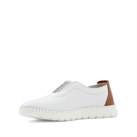 Kadın Beyaz Lastikli Deri Ayakkabı