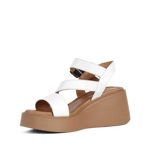 Kadın Beyaz Platform Topuklu Deri Sandalet