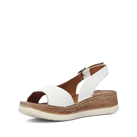 Kadın Beyaz Tokalı Dolgu Topuklu Deri Sandalet