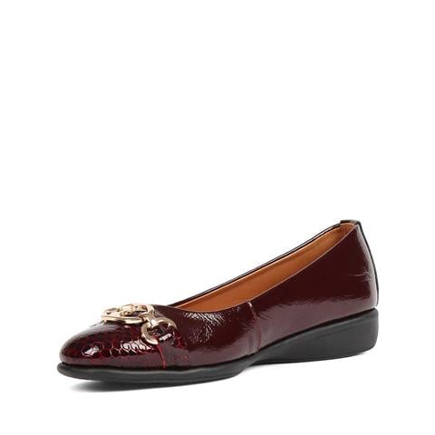 Kadın Bordo Tokalı Kroko Rugan Deri Babet